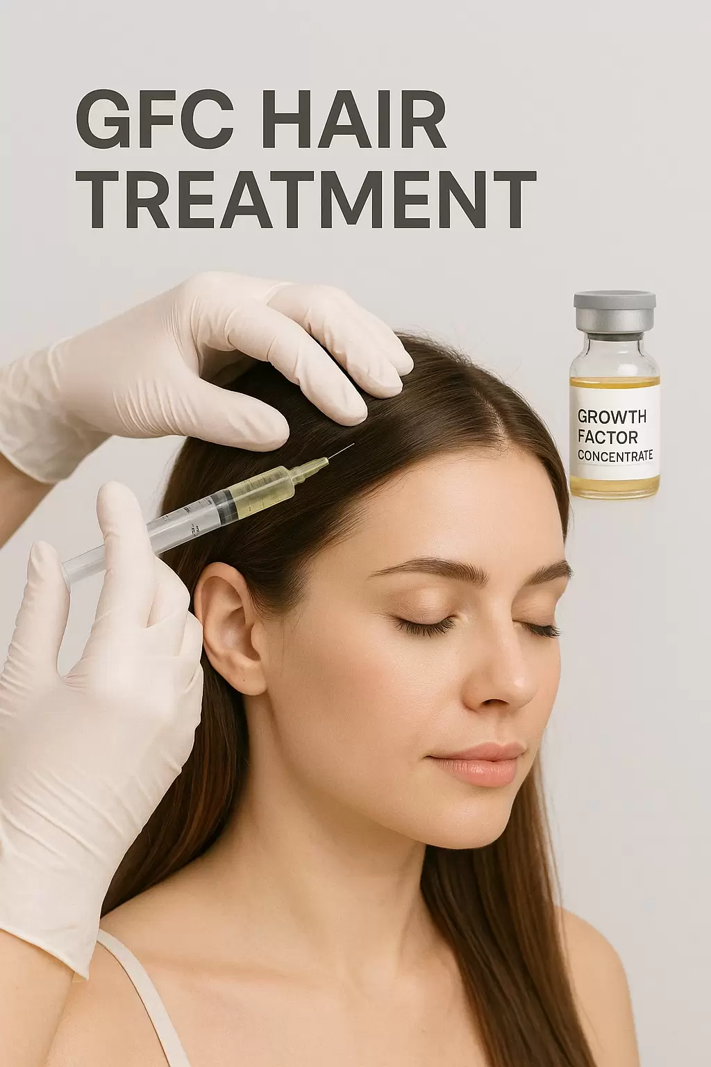 Growth factor concentrate hair treatment procedure at a dermatology clinic